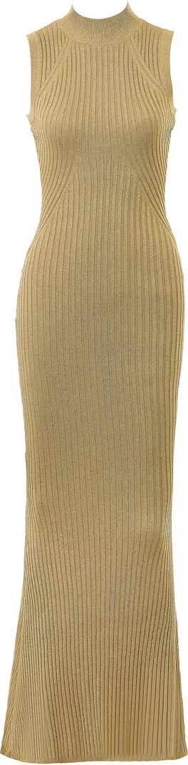 HOUSE OF CB Emmie Metallic Rib Mock Neck Maxi Dress | Nordstrom | Nordstrom
