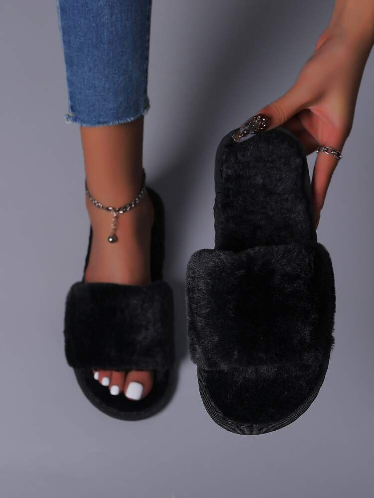 Minimalist Fuzzy Bedroom Slippers | SHEIN