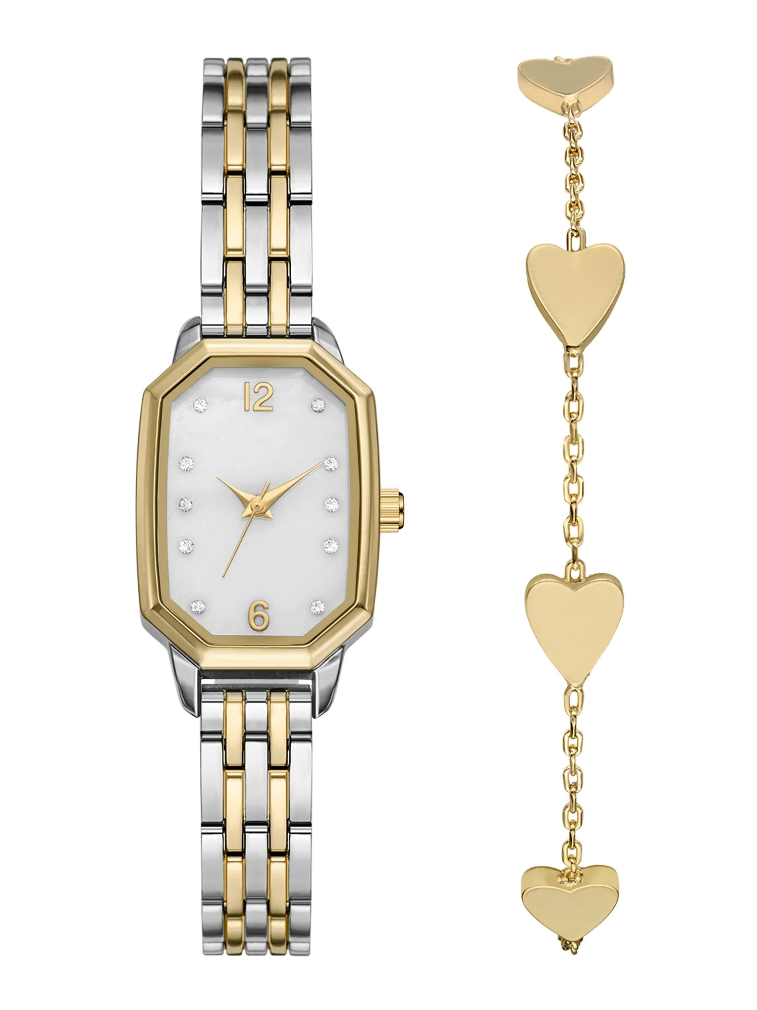 Folio Women’s 2PC Watch & Bracelet Set with 22mm Octagonal Case, Two-Tone Design | Walmart (US)