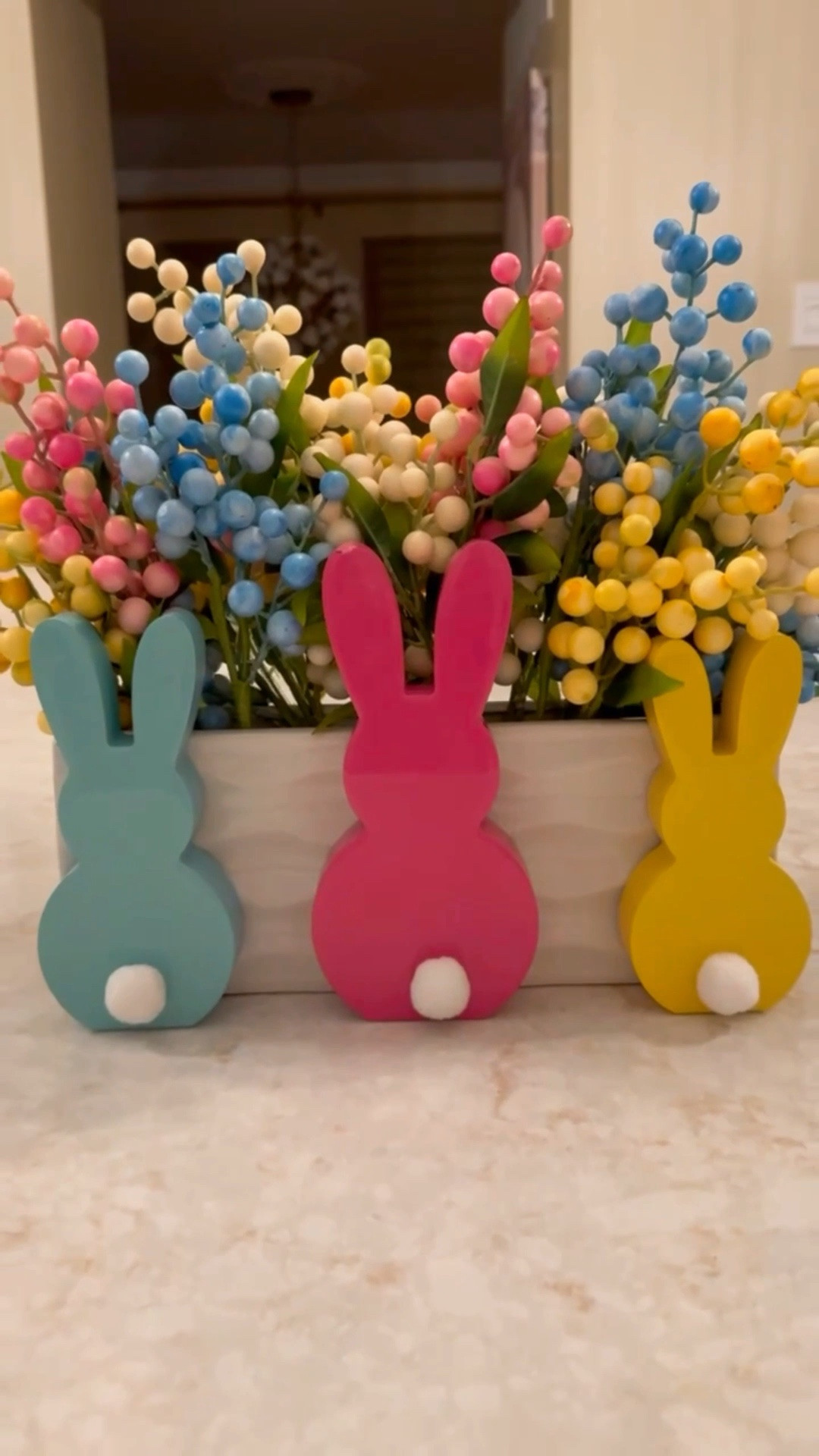 Brighten up your Easter decor with these adorable pastel bunny accents! 🐰💗 I styled mint, pink, and sunshine yellow bunny silhouettes in front of a colorful spring berry arrangement for the sweetest seasonal centerpiece. The playful pastel palette instantly adds a pop of spring to your kitchen island, dining table, or entry table. Perfect for creating a cheerful Easter vignette that feels fresh, festive, and full of color.#LTKSpring #LTKEaster #EasterDecor #SpringDecor #PastelDecor #EasterBunnies #SeasonalDecor #KitchenDecor #ColorfulHome #EasterStyling #SpringVibes

#LTKHome