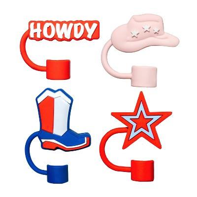 CharCharms 4pk 4th of July Western Straw Toppers | Target