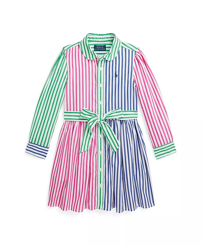Polo Ralph Lauren Toddler and Little Girls Striped Cotton Poplin Fun Shirtdress - Macy's | Macy's