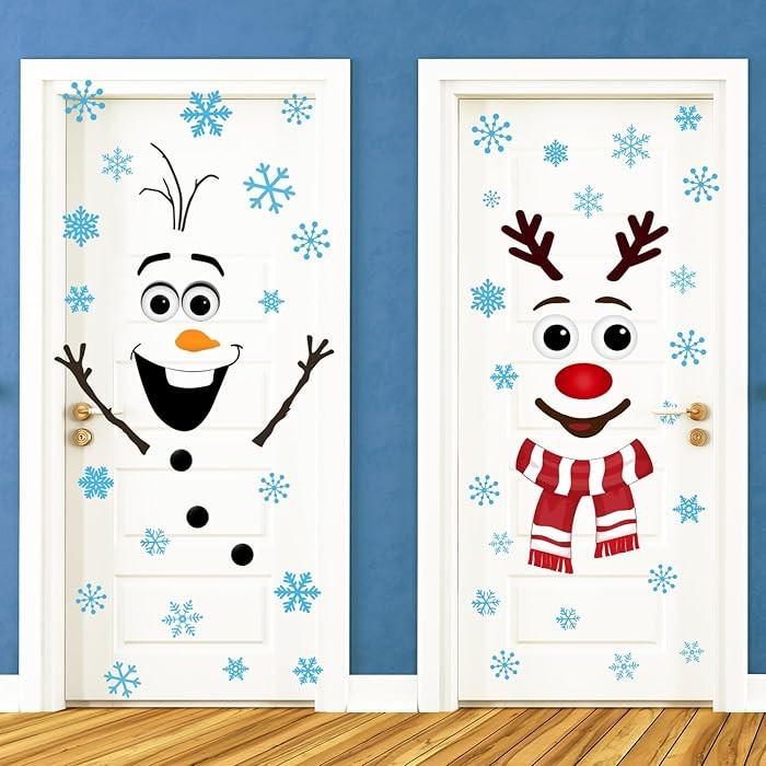 IMISHM Christmas Door Decorations - Snowman & Wall Stickers for Windows | Amazon (US)