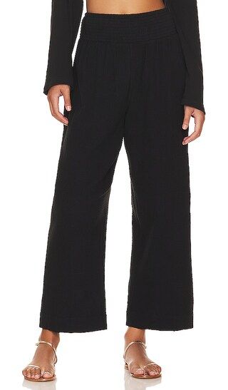 Double Cloth Shirring Pant in Black | Revolve Clothing (Global)
