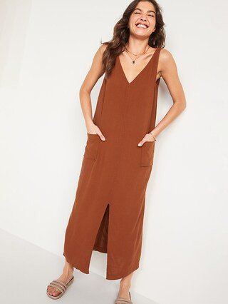 Sleeveless Split-Front Maxi Shift Dress for Women | Old Navy (CA)