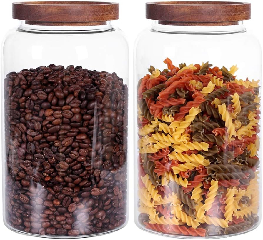 Large Glass Jar with Airtight Lid Set of 2 93 FL OZ(2750ml) glass canister set, Glass Food Contai... | Amazon (US)