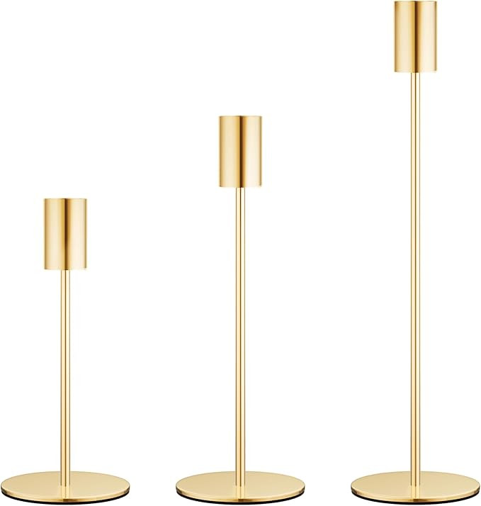 French Gold Candlestick Holders Set of 3, Decor Taper Candle Holder for Wedding, Dinning, Party,F... | Amazon (US)