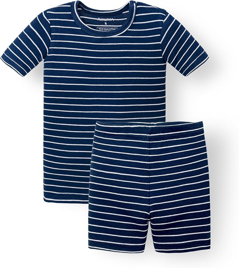AVAUMA Stripe Pattern Baby Boys Girls Pajama Set Kids Toddler Snug fit Ribbed Sleepwear pjs for D... | Amazon (US)