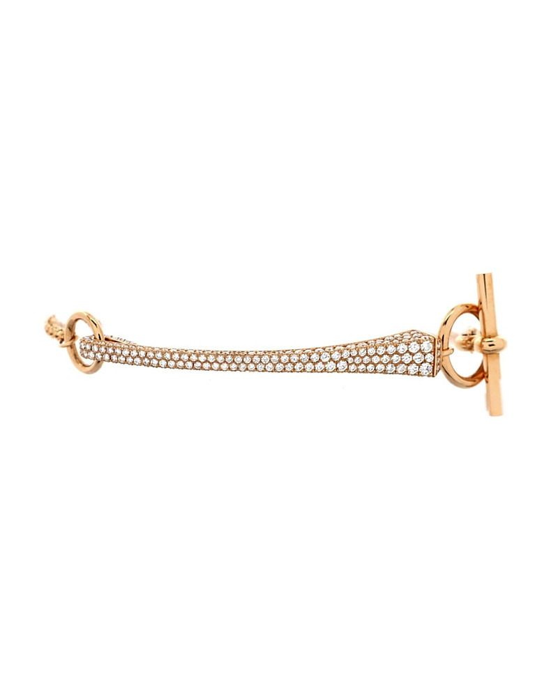 Pre-Owned HERMES Clou de Forge Chain Bracelet 18K Rose Gold with Pave Diamonds | Bloomingdale's (US)