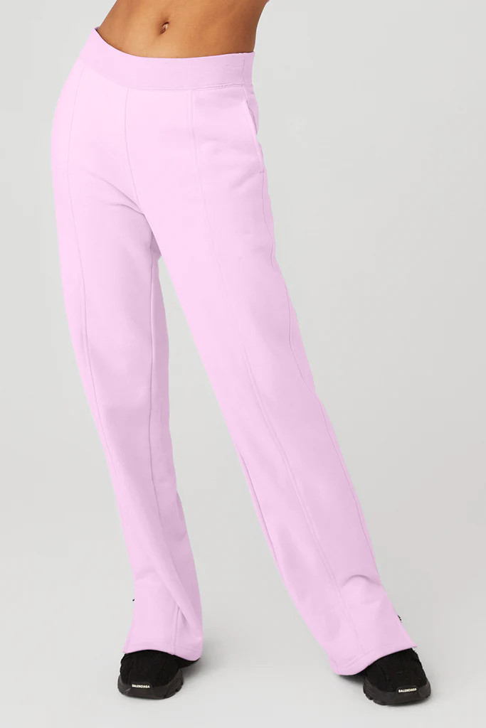 High-Waist Free Time Straight Leg Sweatpant - Sugarplum Pink | Alo Yoga