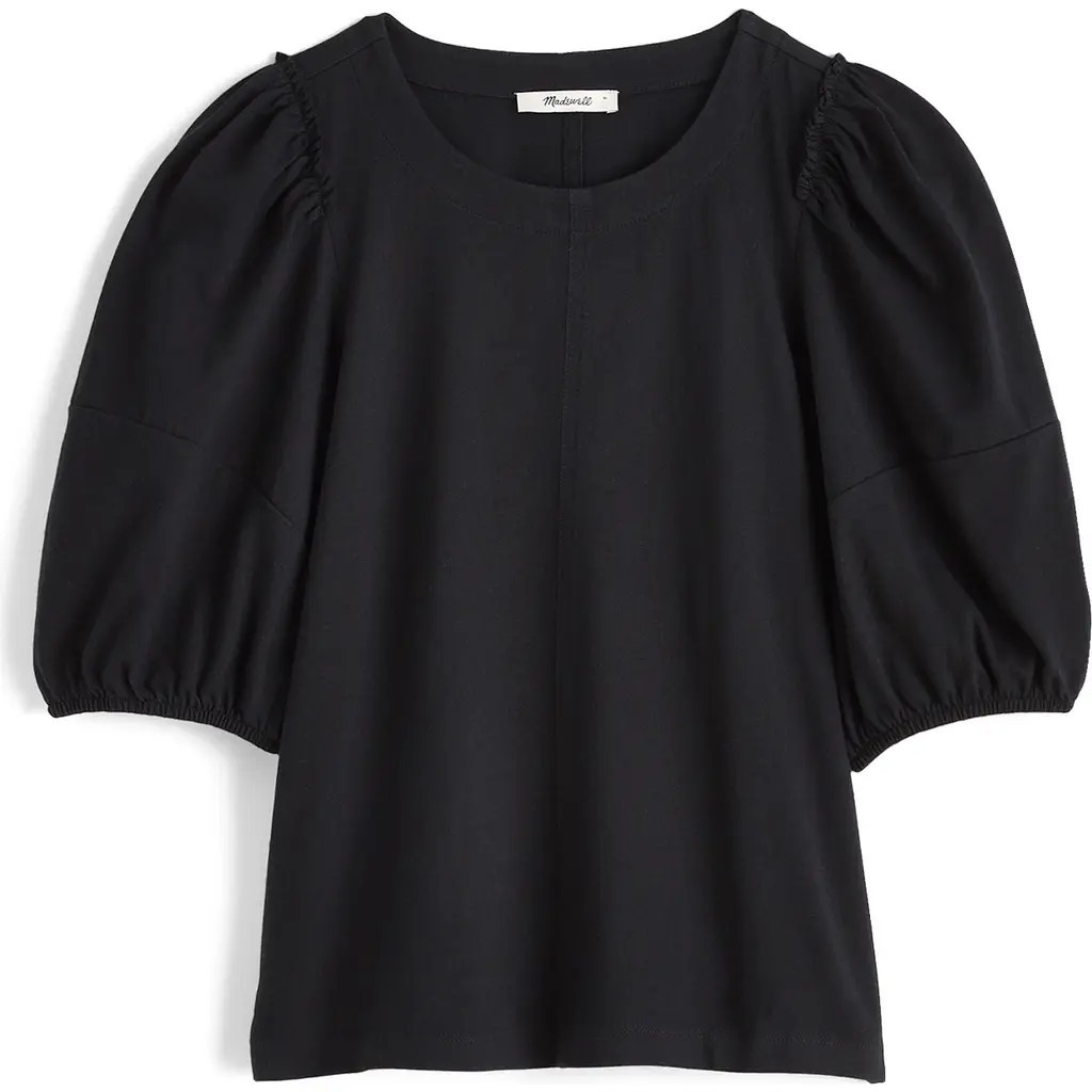 Madewell Puff Sleeve Cotton T-Shirt in Jet Black at Nordstrom Rack, Size X-Large | Nordstrom Rack