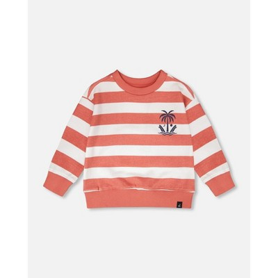 Deux par Deux Boy French Terry Sweatshirt Brick and White Stripes - 4 Years | Target