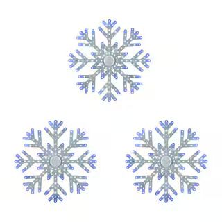 Home Accents Holiday 10 in Hi-Vibrant Snowflakes 3Pack Holiday Yard Decoration 22LE11012 - The Ho... | The Home Depot