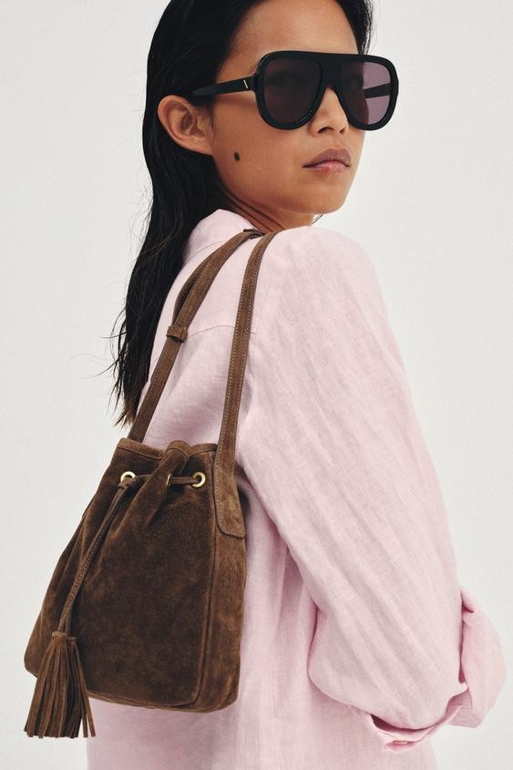 MINI GATHERED LEATHER CROSSBODY BAG | Zara US