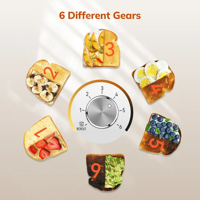 Toaster 4 Slice Toaster Stainless Steel Retro Toasters, Bagel, Defrost, Reheat, Cancel Function 6... | Walmart (US)