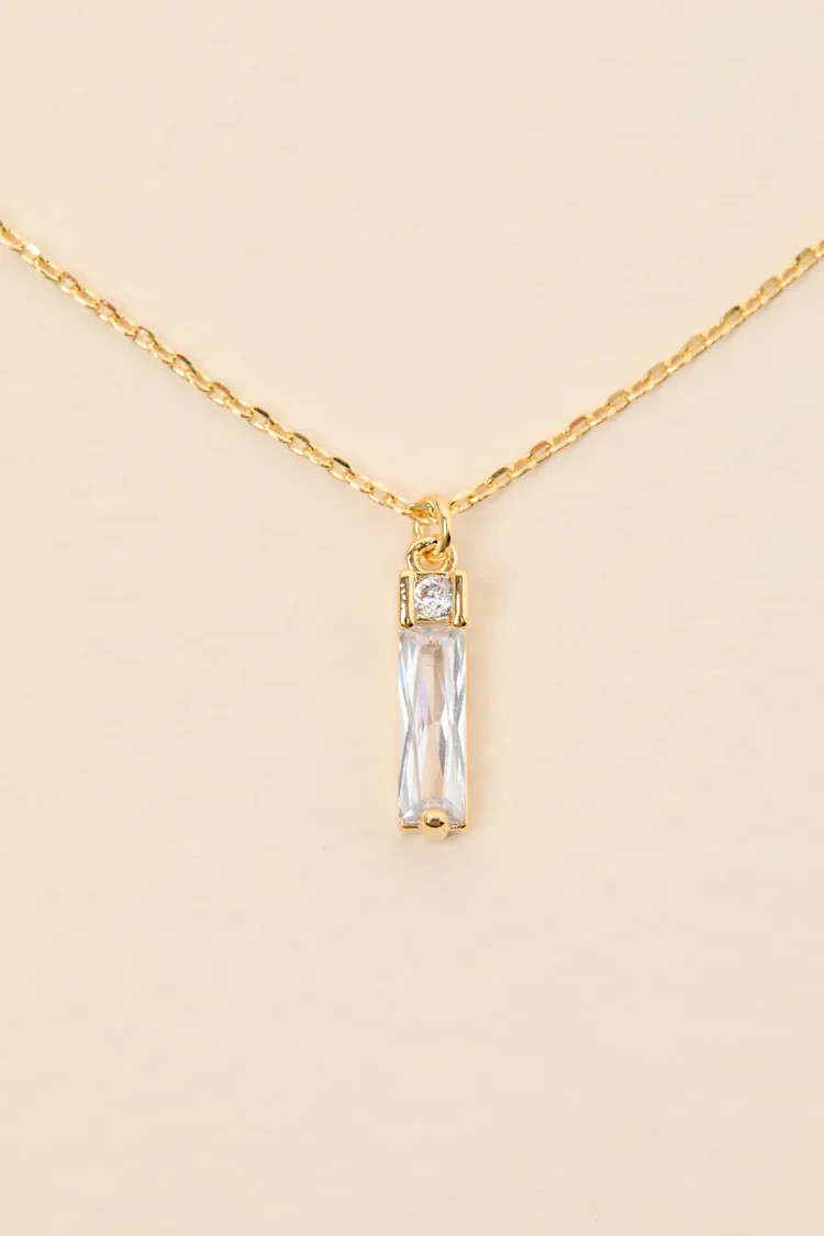Limina 14KT Gold Rhinestone Charm Necklace | Lulus