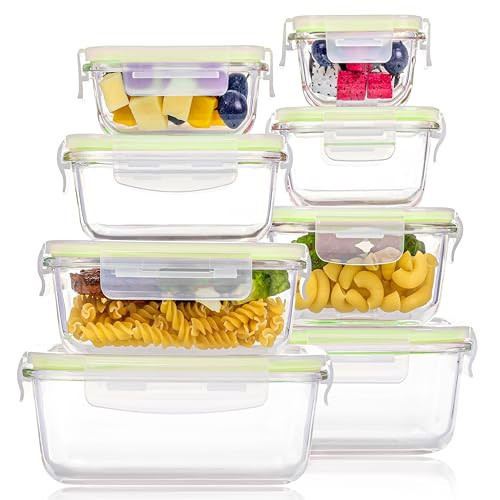 Vtopmart 8 Pack Glass Food Storage Containers with Lids (Grass Green) | Amazon (US)