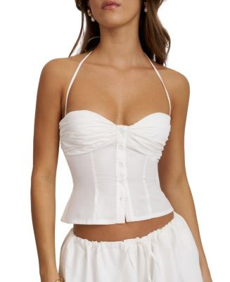 Waverly Cotton Poplin Button-Front Sweetheart Halter Top | Bloomingdale's (US)