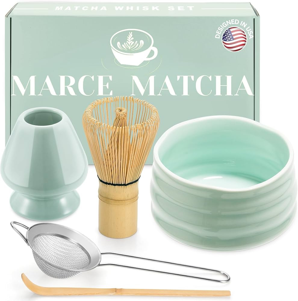 Marce Matcha Whisk Set- Matcha Whisk and Bowl, Matcha Sifter, Matcha Whisk Holder and Matcha Spoo... | Amazon (US)