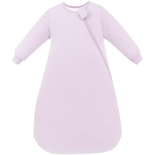 PurComfy Supersoft Long Sleeve Sleep Sack 1.0 TOG, Premium Baby Sleeping Bag 2-Way Zipper Sleep Sack with Sleeves 15-24 Month, Lilac | Amazon (US)