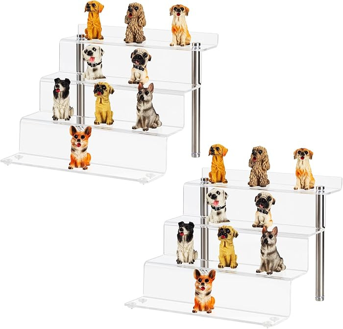 Acrylic Riser Shelf 4 Tier Clear Display Stand for Collectibles Pop Figures, Cupcakes, Perfumes, ... | Amazon (US)