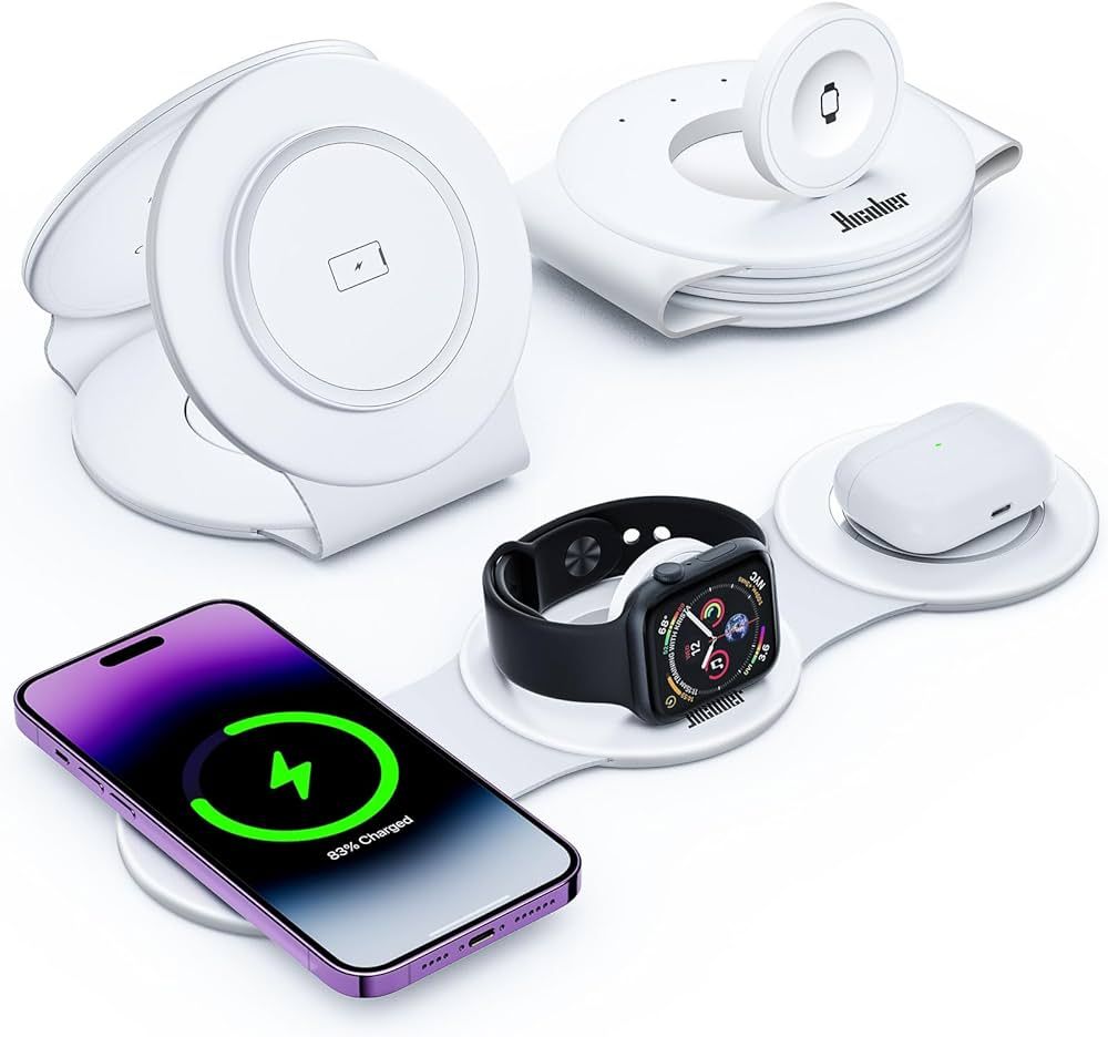 Hicober 3 in 1 Wireless Charging Station for iPhone 15, Magnetic Foldable Travel Charger Station ... | Amazon (US)