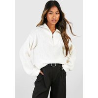 Womens Chunky Soft Knit Half Zip Jumper - Cream - M | NastyGal UK