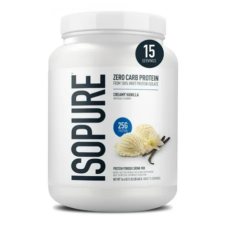 Isopure Zero Carb 100% Whey Protein Isolate Vanilla Protein Powder, 25g, 15 Servings | Walmart (US)