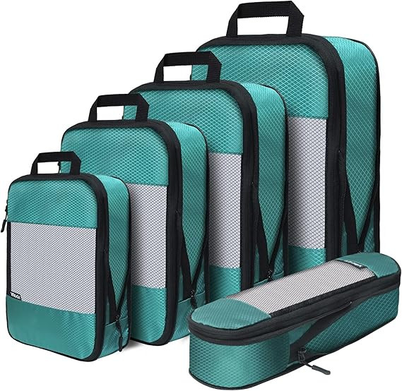 Compression Packing Cubes for Suitcases,5 Set Travel Essentials, Lightweight Luggage Organizer Ba... | Amazon (US)