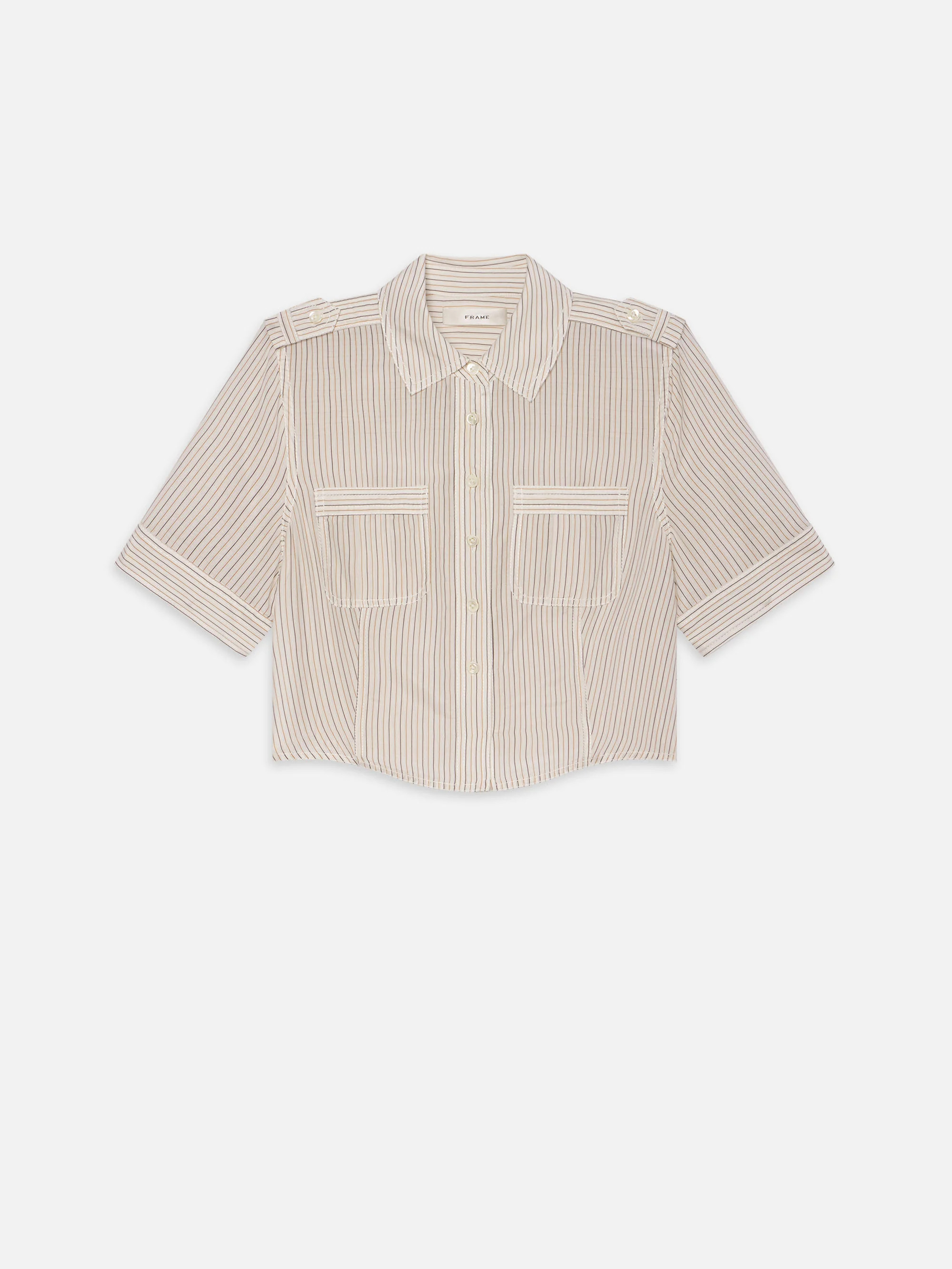 The Stripe Utility Shirt -- Cream Multi | Frame Denim