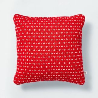 14"x14" Sweater Fleck Jacquard Knit Square Throw Pillow Red/White - Hearth & Hand™ with Magnoli... | Target