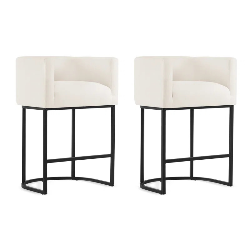 27" H Counter Height Bar Stools Set Of 2, Modern Barrel Counter Stools With Backrest And Arms, Me... | Wayfair North America