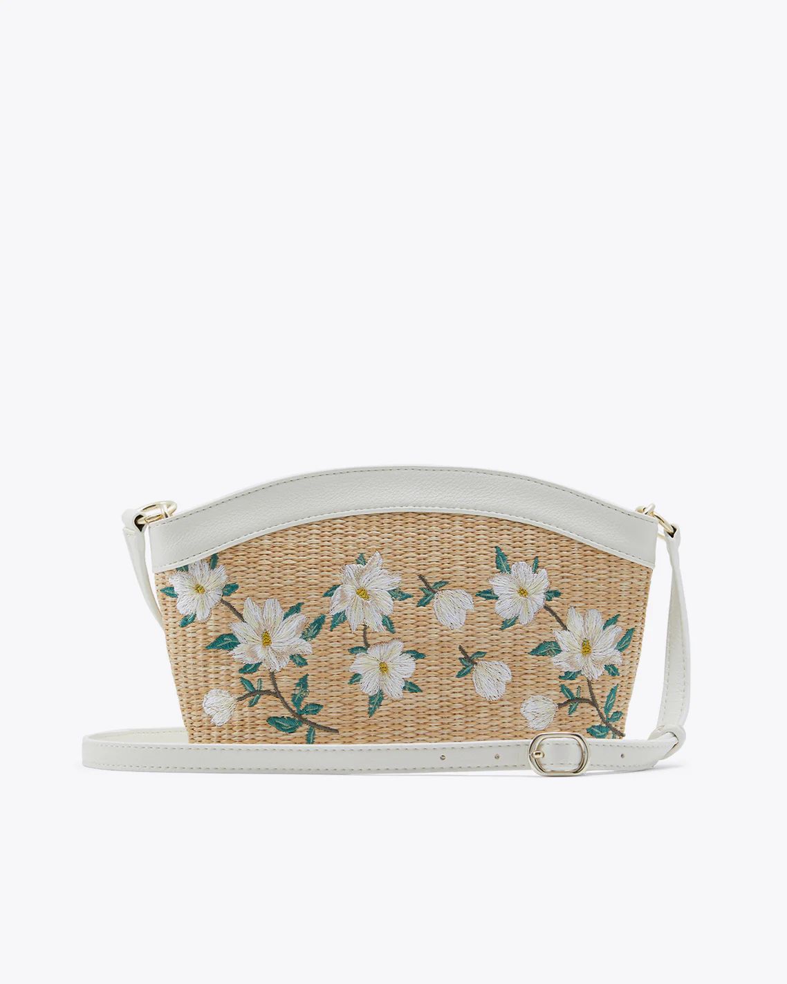 Emma Embroidered Straw Shoulder Bag | Draper James (US)