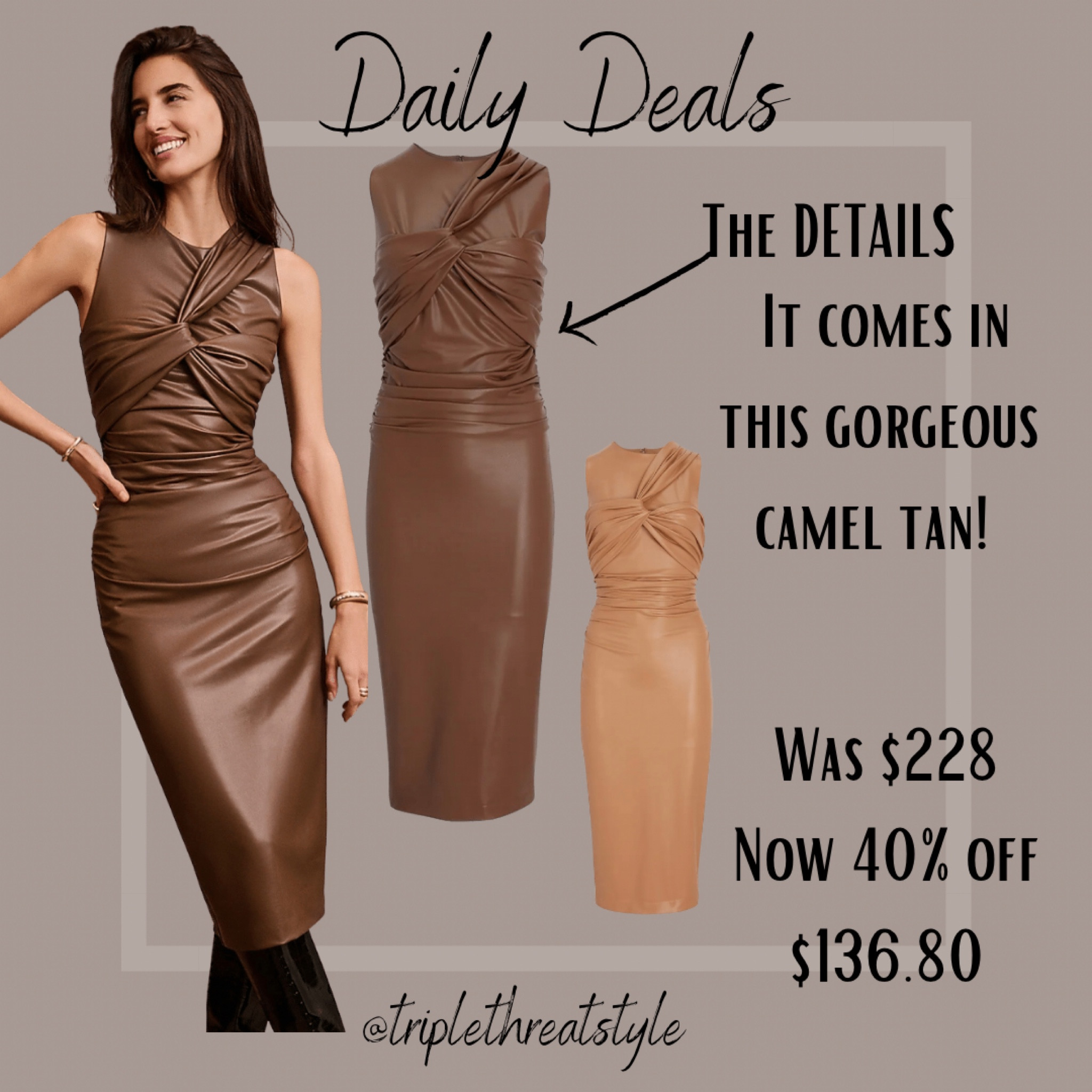 🚨 EXPRESS SALE ALERT 🚨 

40% off dresses 
This stunning faux leather dress WAS $228 and now it’s $136!

It’s the perfect daytime event dress. It will also work for date night or paired with a Blazer, would be perfect for work. 

Lick the quality of this is insane. It’s timeless and a piece that will be in your closet for years to come.

I wear extra small. Cross reference your measurements to check your sizing. 

#LTKsalealert #LTKworkwear #LTKstyletip