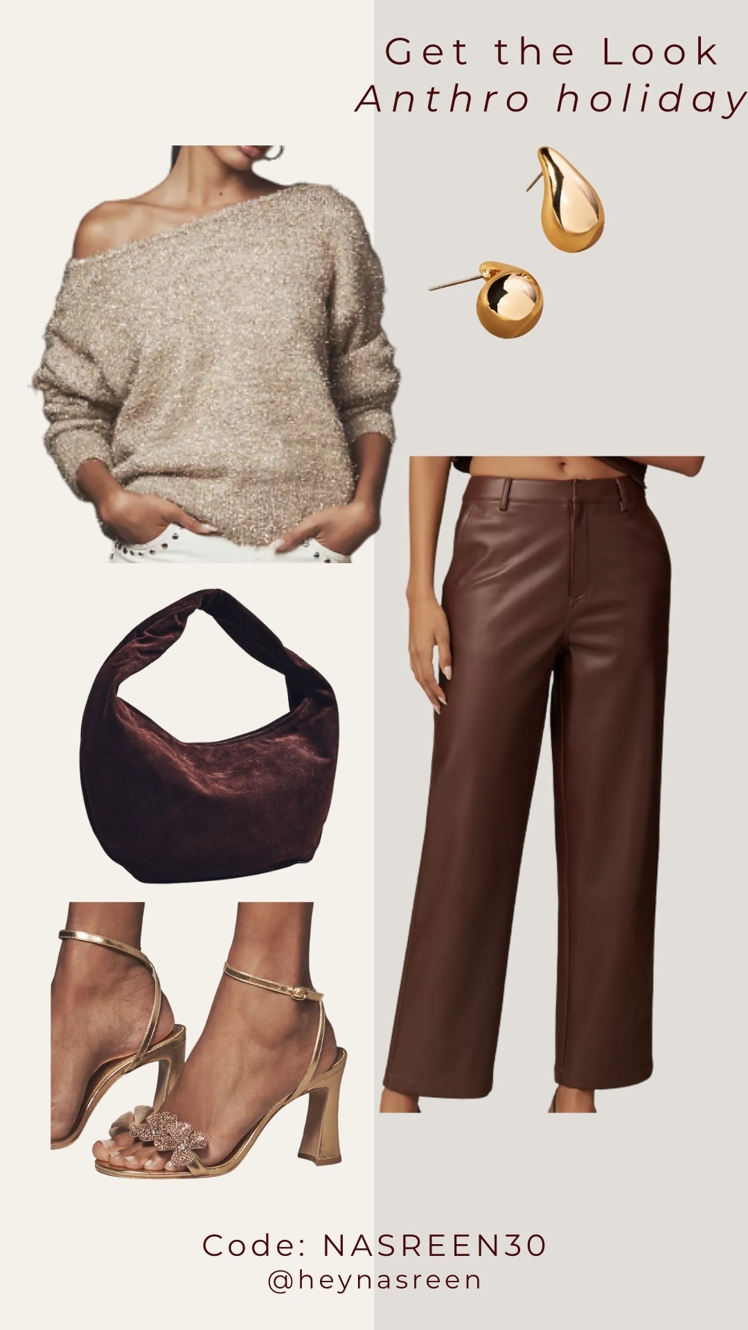 Get the look: I love dressing up a faux leather pant with a metallic sweater & heels. 

#LTKOver40 #LTKSeasonal #LTKSaleAlert