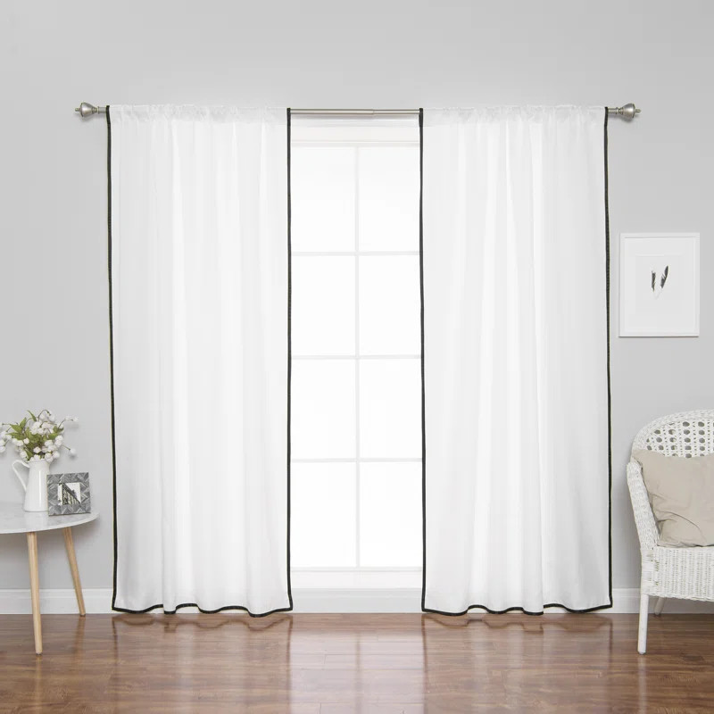 Harbuck Thin Border Polyester Solid Semi-Sheer Tab Top Curtain Panels | Wayfair North America