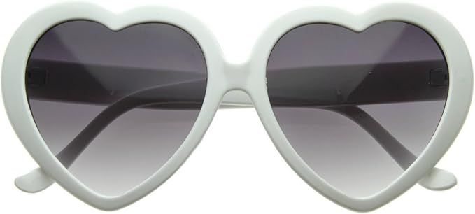 Large Oversized Womens White Heart Shaped Sunglasses Cute Love Fashion Eyewear - 52mm | Amazon (US)