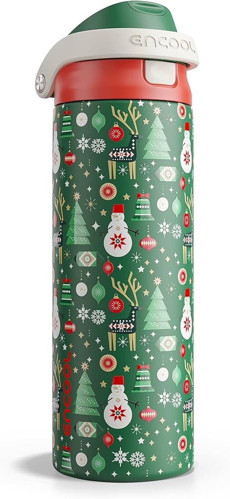 Christmas Insulated Water Bottle with Straw - Leak Proof Stainless Steel Water Bottle for School,... | Amazon (US)