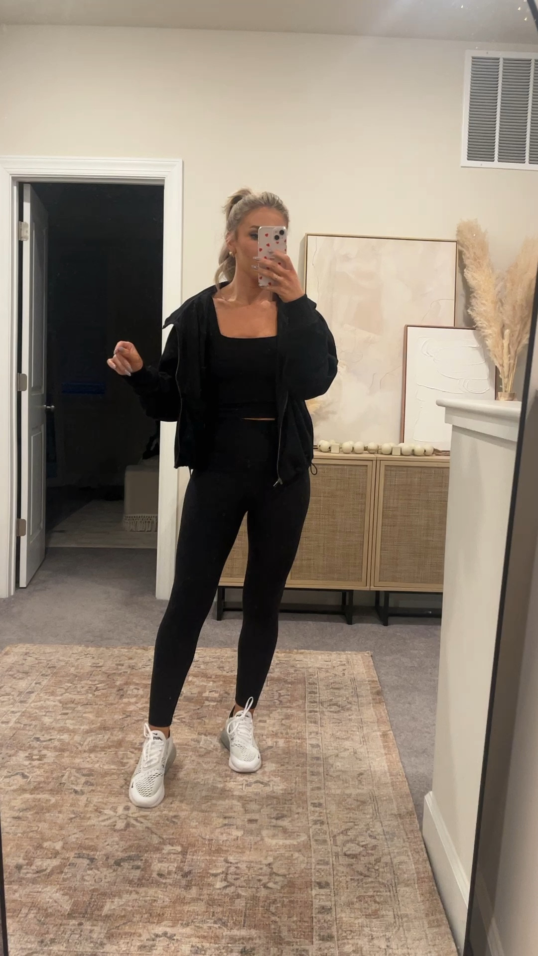 Cute and effective workout set. Wore this for a high intensity workout this week and it did the job! I love these leggings because they stay up. I wear a medium in both and they fit TTS. I will say size wise with the top- I am a 34C and I felt I had an okay amount of support for the workout I was doing. If you have a larger cup size this top might not be the best for working out but could be worn casually! 

#LTKSeasonal #LTKfitness #LTKVideo