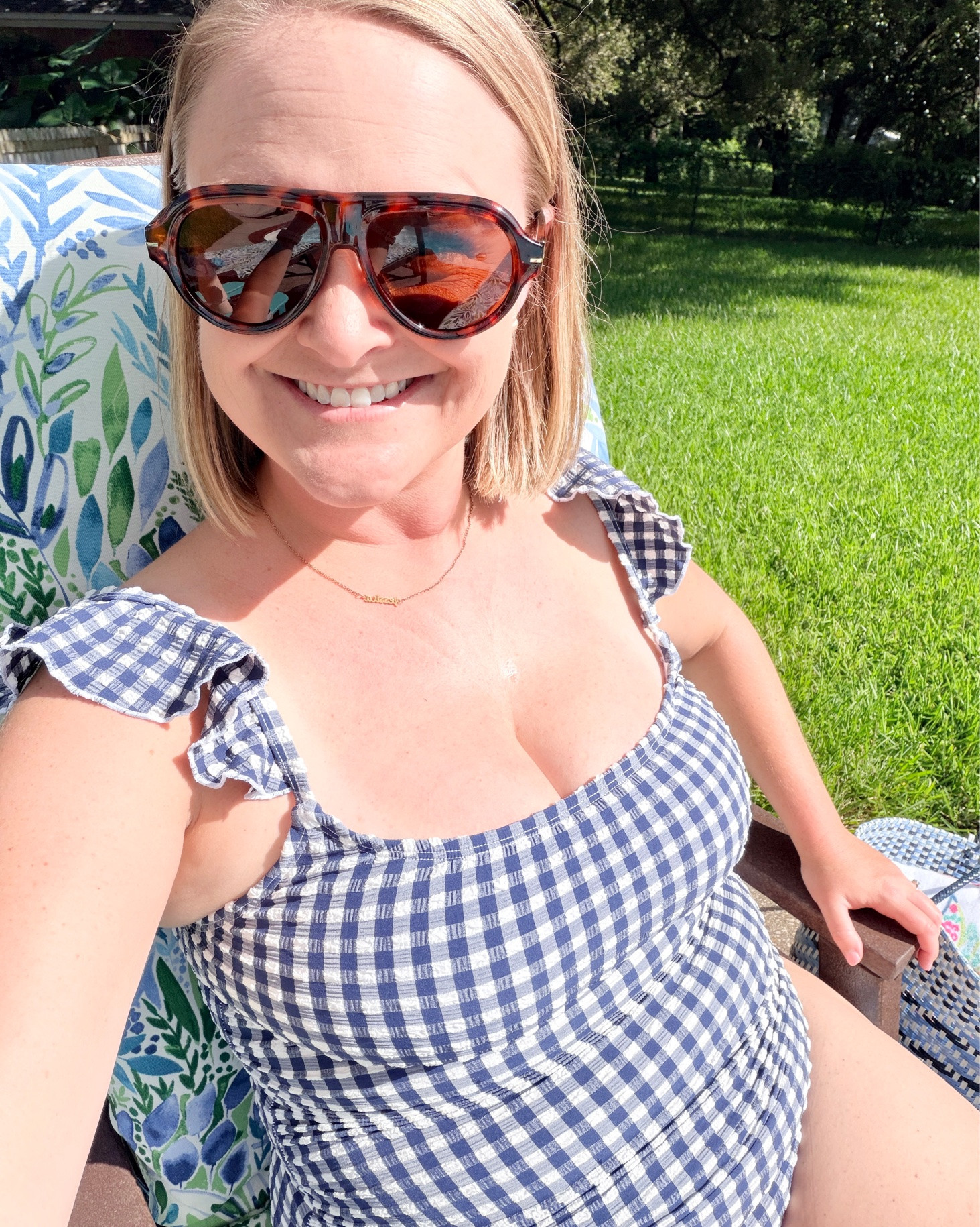 Blue gingham and pool days just go together. 💙☀️ Linking this swimsuit and a few of my favorite poolside accessories!

#LTKmomlife #LTKSwim #LTKSeasonal