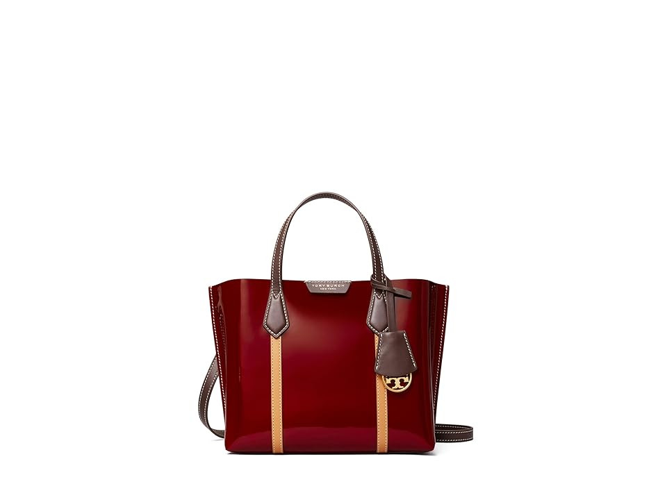 Tory Burch Perry Patent Small Triple-Compartment Tote (Royal Burgundy) Handbags | Zappos
