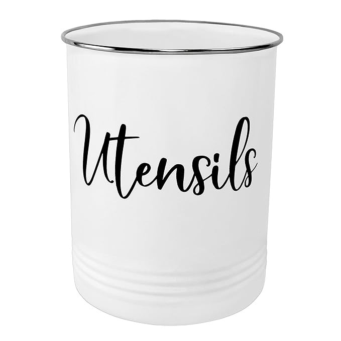 Kitchen Utensil Holder-Farmhouse Kitchen Decor-Large White Utensil Crock-Vintage Organizer-Kitche... | Amazon (US)