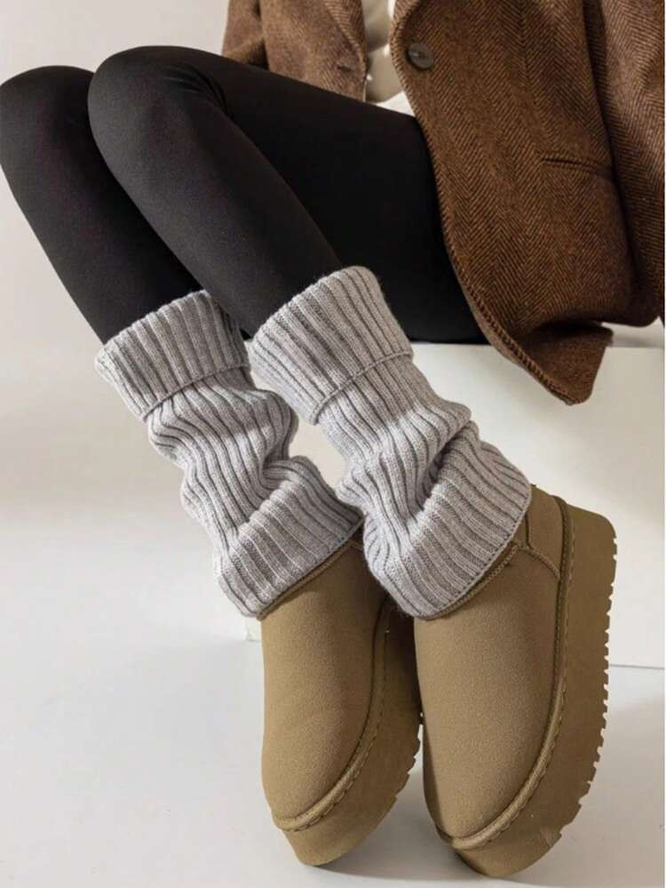 1 Pair Of Solid Color Leg Warmers, Fashionable And Warm, Knitted Snow Socks Y2K Autumn And Winter Slimming And Tall,Leg Protector,Lady's Leg Cover,Lady's Leg Cover,Leg Warmers,Winter ,Valentine's Day | SHEIN