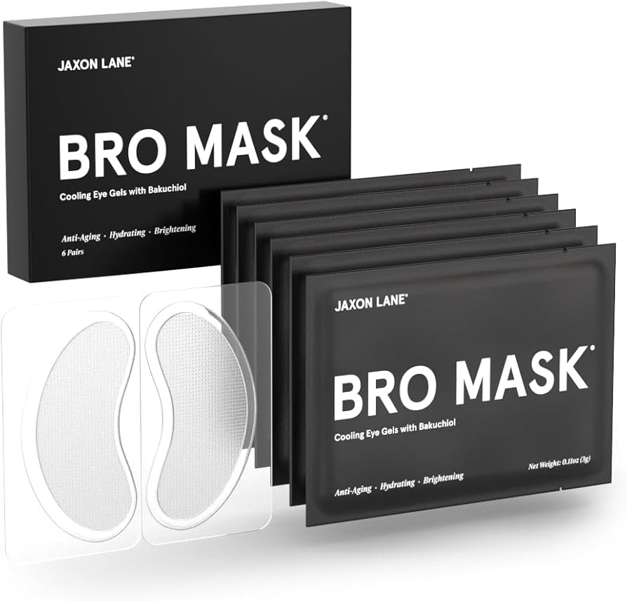 BRO MASK Under Eye Gel Pads: Cooling Eye Patches for Dark Circles and Puffiness | Anti Aging Hydrogel Eye Patch Set w/Bakuchiol, Green Tea, Hyaluronic Acid, Caffeine, Niacinamide/Vitamin B3-6 Pairs | Amazon (US)