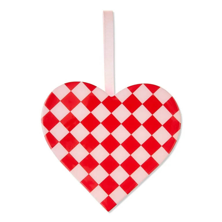 Checkered Heart Hanging Decoration, Red and Pink, 6.5", Valentine's Day by Way To Celebrate | Walmart (US)
