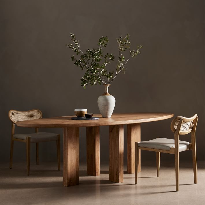 Solid Wood Post Legs Dining Table - Oval | West Elm (US)