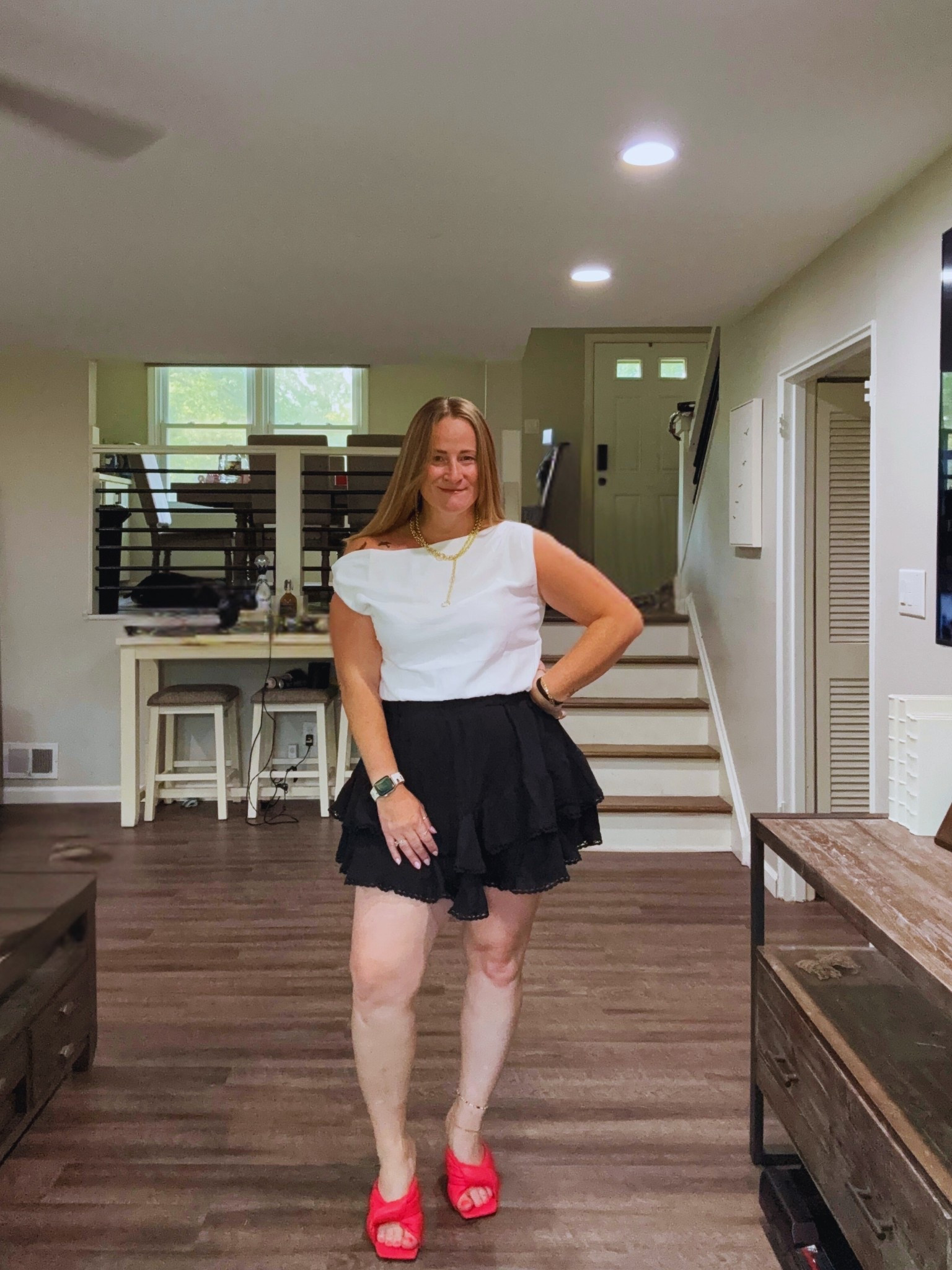Amazon skirt is insanely good. I think I need more colors. Off shoulder top is from L’Abeye. Shoes are from Marc Fisher. Necklace from Uncommon James. 

#LTKMidsize #LTKFindsUnder50 #LTKStyleTip