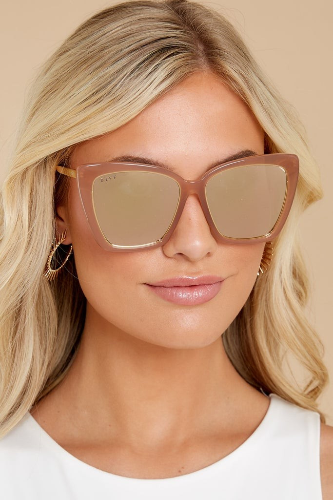 Becky IV Rustique Beige Mirror Sunglasses | Red Dress 