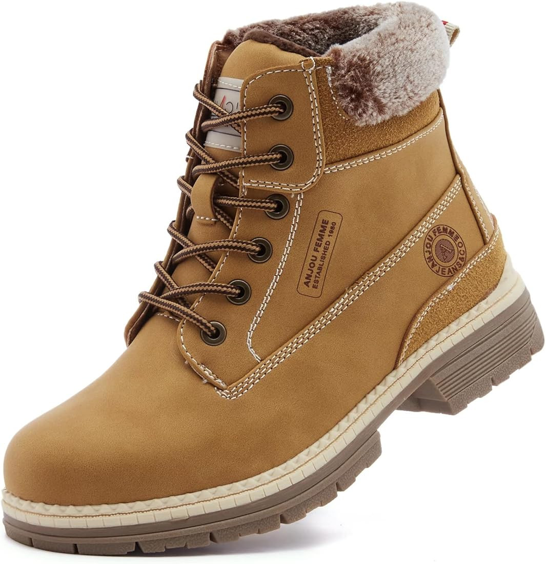 ANJOUFEMME Womens Hiking Snow Winter Boots | Amazon (US)