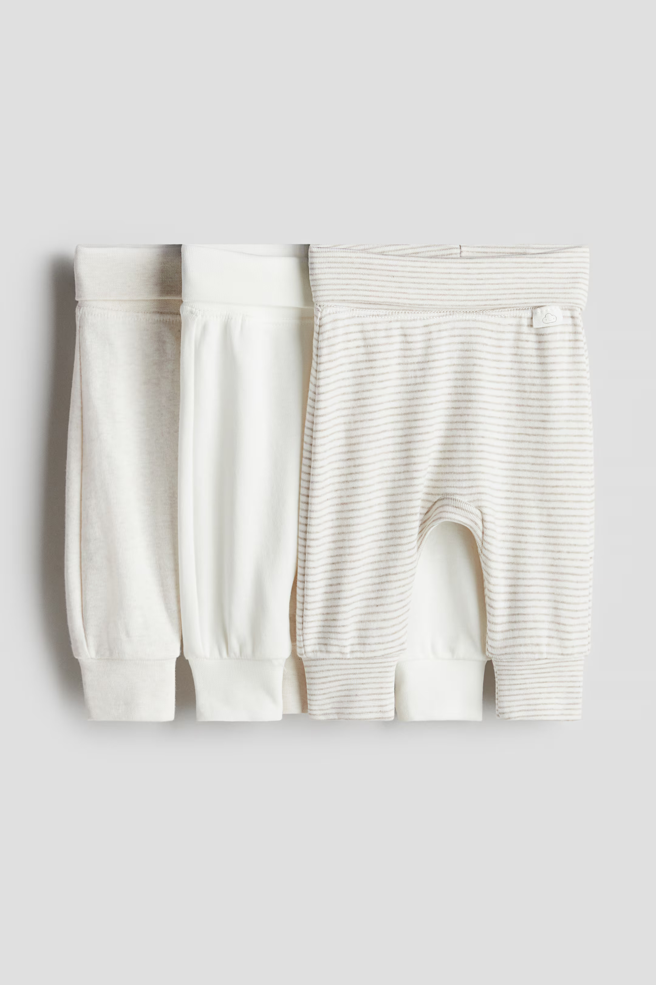 3-pack foldover-waist trousers - Beige melange/natural white - Kids | H&M US | H&M (US + CA)